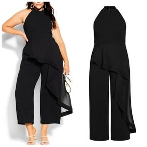 City Chic Plus Size Class Halter Jumpsuit | Black | Size M | NWT